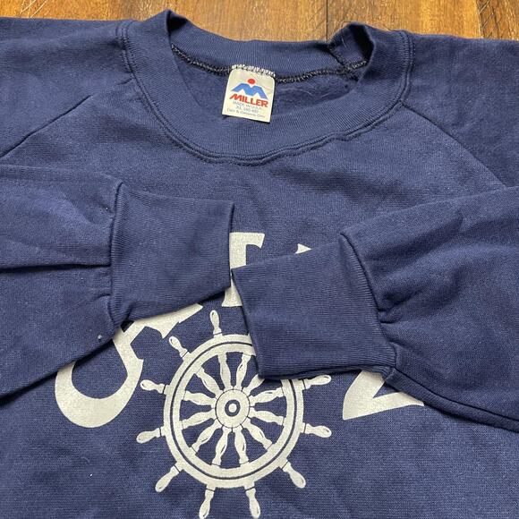 Vintage Miller Sweatshirt Mens XL Captain Nautical Wheel Crewneck Pullover 80s - Picture 6 of 8